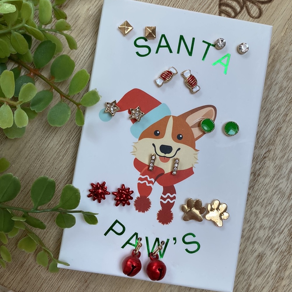 🎉2X HP🎉 Santa Paws Corgi Earring Set 💗 Gold